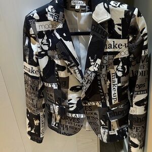 Ooh! La, La! Couture Black and White Graphic Blazer